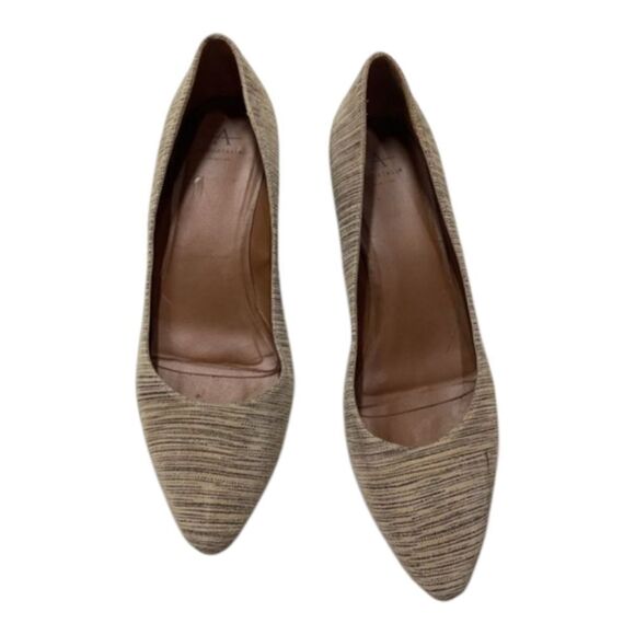 Aquatalia Phoebe Nubuck Suede Block Heel Pumps – Tan Brown Striped, Size 9.5 - Picture 1 of 15